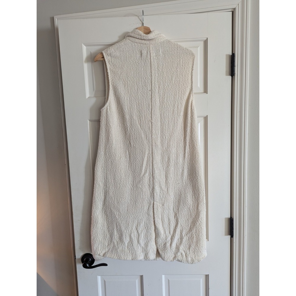 Zara Women's Ivory Sleeveless V-neck Button Long Blazer Trench Coat Vest Size S - Picture 4 of 9